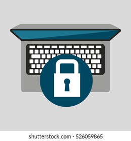 person working laptop padlock social media graphic vector illustration eps 10