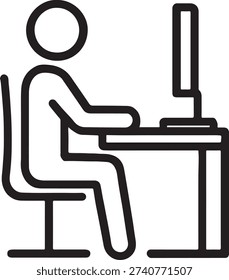 Person working at office desk computer icon
