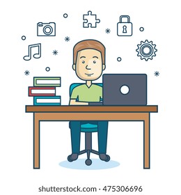 person working office icon vector illustration design