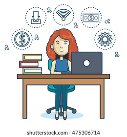person working office icon vector illustration design