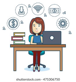 person working office icon vector illustration design