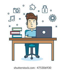 person working office icon vector illustration design