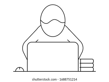 Person working on a computer from home.