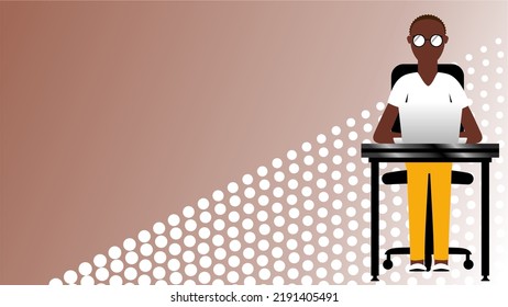 person working on computer muckup illustration background in vector format