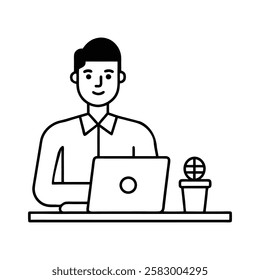 a person working on a computer silhouette vector art illustration