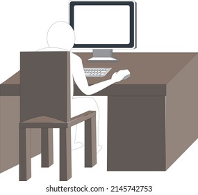 
person working on computer sitting