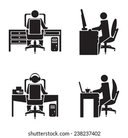 Person working on a computer vector illustration