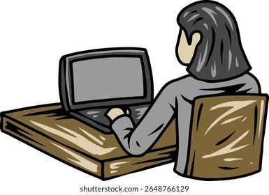 Person Working on Laptop from Behind