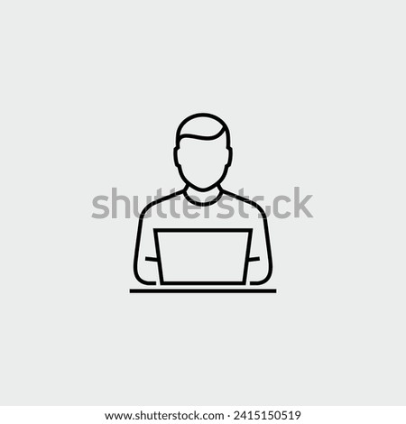 Person Working on Laptop Computer Vector Line Icon