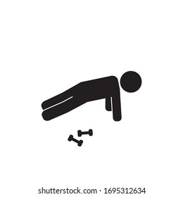 Person working out, push ups vector icon