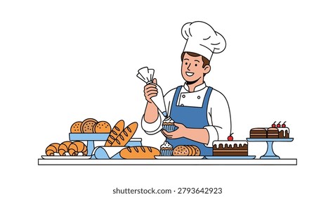 a person works in a bakery