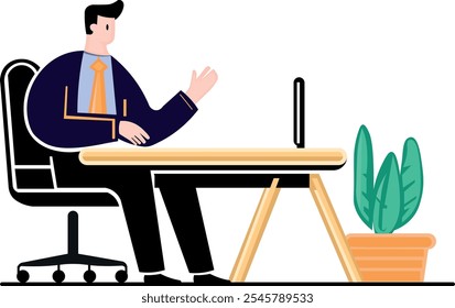 A person works at a desk