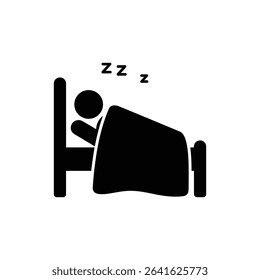 Person with Wrapped Head on Bed Icon Representing Illness and Rest