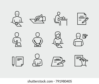 Person Writing On Paper Vector Icon 