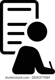 Person Writing Solid Icon, User Profile Content Creation Authorship Editing