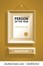 Person of the Year vintage style award with free space for your photo with name plate. Idea - Business success, winning and leadership frame with free space for your photo. Enjoy!