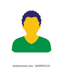 A person with yellow face green shirt Brazil Proclamação da Republica head hair