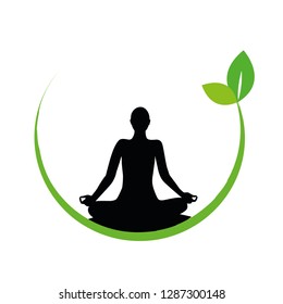 person in yoga pose silhouette vector Illustration EPS10