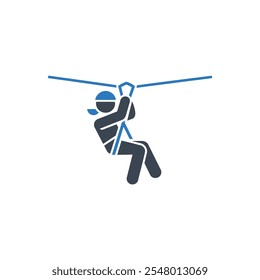 ícone Aventura Pessoa Ziplining - Ilustração simples de vetor