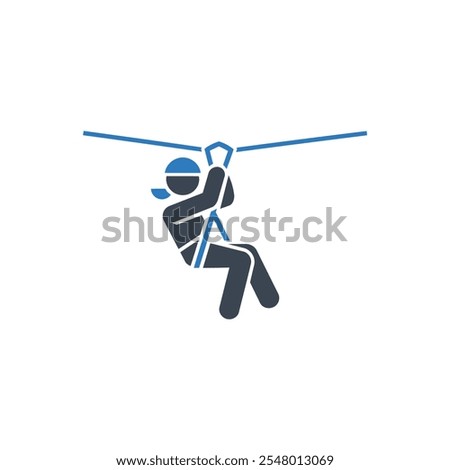 Person Ziplining Adventure icon - Simple Vector Illustration