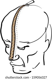 A person with zipped head