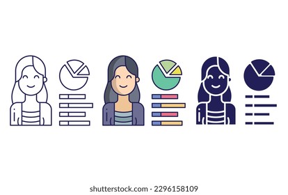 persona Woman line and solid illustration icon