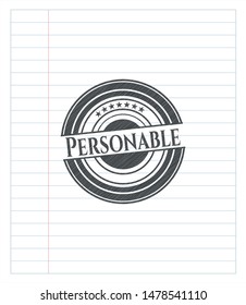 Personable emblem draw with pencil effect. Vector Illustration. Detailed.