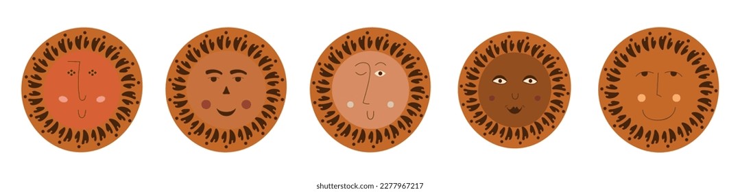 Personage bundle, sanguine abstract faces. Cartoon character set, different feelings, lad droll appearance. Colorful vector simple elements
