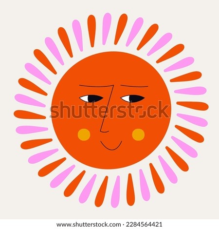 Personage design, colored smiley face. Funny creature, green sun glad. Head shape, mascot logo, cute face. Isolated on white
