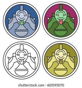 A personage is in four variants. Vector illustration.