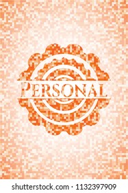 Personal abstract emblem, orange mosaic background