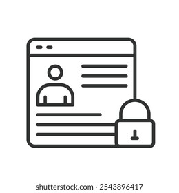 Conta pessoal bloqueada, ícone no design de linha. Pessoal, conta, bloqueado, bloqueio, segurança, acesso, restrição no vetor de fundo branco. Ícone de traço editável bloqueado da conta pessoal