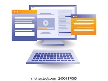 Personal account desktop computer illustration concept