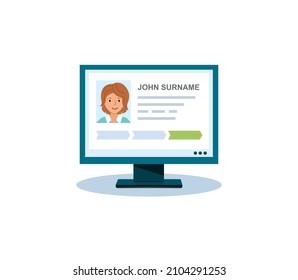 Personal account on the computer.  ID Cards. Account Verification. Vector Illustration in flat style.
