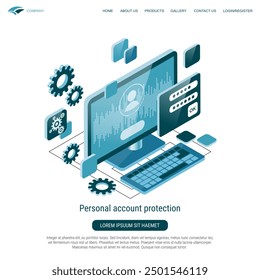 Persönlicher Account-Schutz, Informationssicherheit flach 3d isometrisches Vektorkonzept