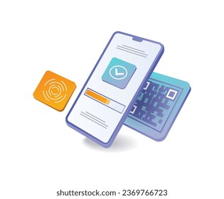 Personal account security barcode flat illustration concept