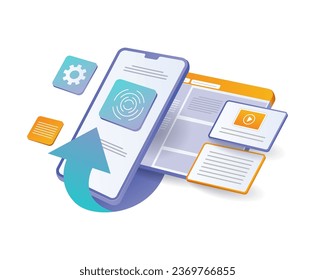 Personal account security with fingerprint key flat illustration concept