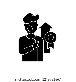Personal achievement black icon, vector sign on isolated background. Personal achievement concept symbol, illustration 