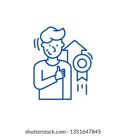 Personal achievement line icon concept. Personal achievement flat  vector symbol, sign, outline illustration.