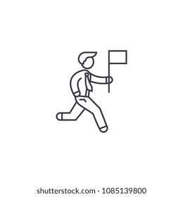personal achievement vector line icon, sign, illustration on background, editable strokes