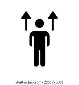Personal achievements glyph icon. Self development concept, Achieve personal goal, Growth in skill develop. success motivation. Improvement idea. Vector illustration. Design on white background EPS 10