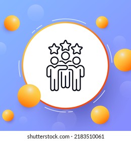 Personal achievements line icon. Men with stars, rate, rating, achieve, aspirations, goal, aim, mutual aid, support, work. Business concept. Vector line icon for Business and Advertising.