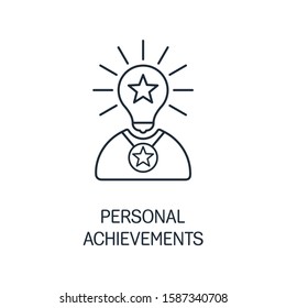 Personal achievements. Reward. Vector linear icon on a white background.