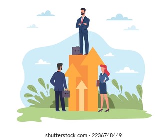 Personal advantage with better perspective, competitive skills, self determination and efficiency aspirations. Successful career, effective growth and development vector cartoon concept