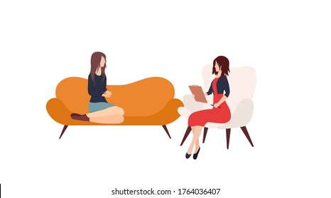 Personal appointment with background. Modern illustration slider site page. The concept of the therapist communicates with their patient. Patient web banner opens to the therapis. Vector design image.