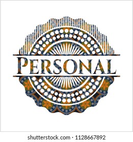 Personal arabic badge background. Arabesque decoration.