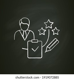 Personal assessment chalk icon.Personal growth concept. Self improvement and self realization. Business and career development. Human resources management. Isolated vector illustration on chalkboard