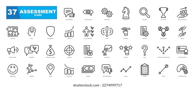 Juego de iconos de resumen de evaluación personal.