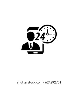 Personal Assistance Icon. Security Concept With A Man And A Mobile Phone. Isolated Illustration. App Symbol Or UI Element.