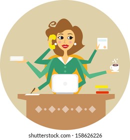 Personal assistant or hard working secretary symbol vector illustration